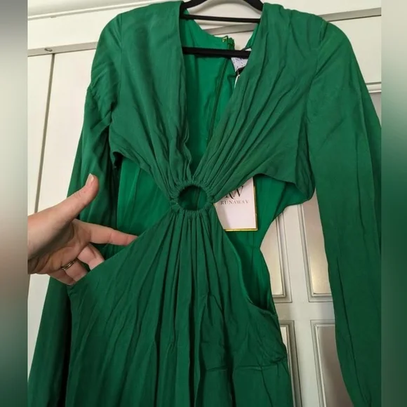 Runaway Sandra Midi Dress "Jungle" green Sz L - Picture 2 of 3